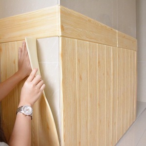 墙纸自粘3d立体木纹墙贴客厅天花板家用防护墙裙防水防潮装饰壁纸