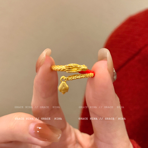 龙年大吉！本命年生肖龙戒指女小众设计复古食指戒轻奢高级感指环