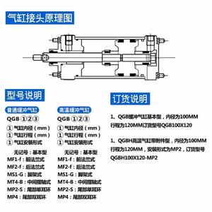 标准重型气缸大推QGB80/100/1125/6力0/200/250/320/4国00长行程