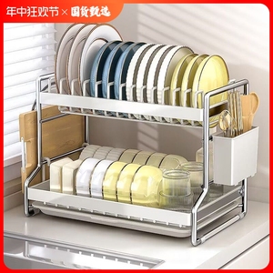 家用碗架厨房置物架多功能收纳放碗筷碗盘沥水架碗碟收纳架双层