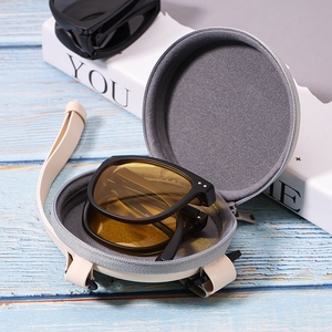折叠眼镜盒女大牌同款高品质便携式收纳袋圆形拉链太阳镜墨镜包