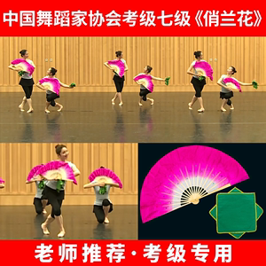 中国舞协考级七级俏兰花扇子八级安徽花鼓灯舞韵道具茶山放歌双面
