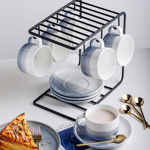 陶瓷咖啡杯碟北欧家用杯子套装小奢华下午茶茶杯早餐杯牛奶燕麦杯