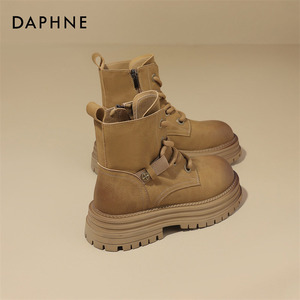 Daphne达芙妮 美拉德风~大黄靴马丁靴女款英伦风复古厚底加绒短靴