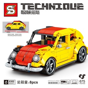 S牌科技系列大众甲壳虫汽车回力车男孩拼装乐高积木玩具礼物8302