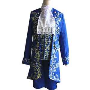 蓝色王子衣服套装cos美女与野兽电影同款成人皇室复古宫廷演出装