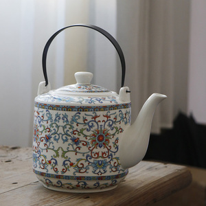 2L陶瓷大容量茶壶水壶单壶家用景德镇中式复古耐冷热水壶客厅饭馆