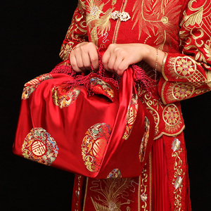 结婚专用红色包袱皮婚礼女方陪嫁嫁妆用品大全中式婚庆喜盆包裹布