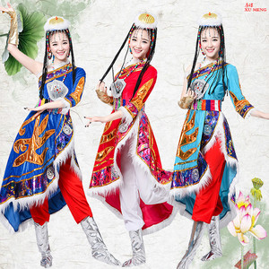 藏族舞蹈演出服女成人新款卓玛西藏服装民族风藏装拉萨服康巴服饰