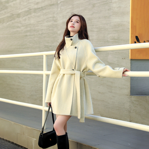 高端双面羊绒大衣女2023秋冬季小个子气质韩版赫本风品牌毛呢外套