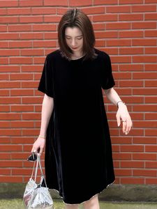 T井姐妹【小珍珠】黑色丝绒珍珠边连衣裙LYQ2401-24018