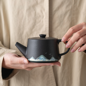 陶瓷茶壶单个泡茶家用功夫茶具黑陶小茶壶一人用办公室泡茶壶单壶