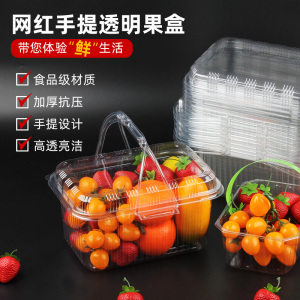 一次性透明手提水果盒带盖采摘篮樱桃2-3-4斤便携式 桑葚打包盒子