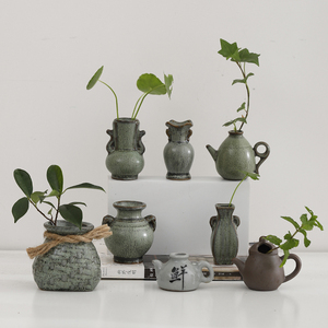 复古陶瓷创意拇指花瓶迷你小号茶几桌面绿植水培器皿家居装饰摆件