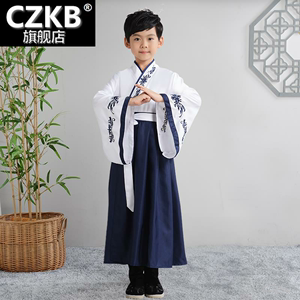 。儿童古装汉服国学服男童小学生女童襦裙男孩三字经演出服表演服