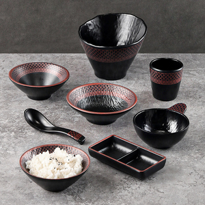 密胺小碗商用日式餐具仿瓷饭碗汤碗火锅烤肉店菜桶碗碟勺杯调料碗