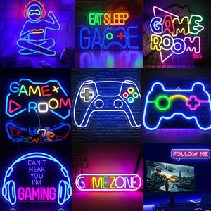 game游戏手柄LED霓虹灯氛围灯网吧电竞房游戏厅墙面装饰道具