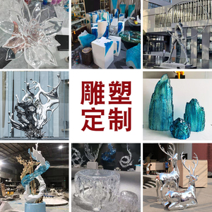 透明环氧树脂工艺饰品摆件大型不锈钢鹿景观玻璃钢雕塑厂家定制做