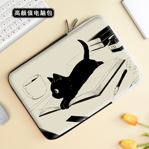 个性黑白小猫咪ipad电脑包适用联想小新14寸小米内胆包苹果macbookair13英寸华为笔记本保护套戴尔15点6手提