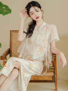 改良旗袍年轻款少女复古套装汉服新中式佛系女装中国风禅意茶服夏