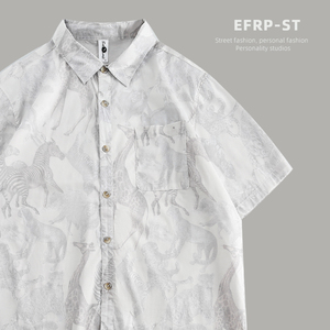 动物世界 | 设计师品牌 | EFRP 满身印花短袖衬衫男夏季无性别风