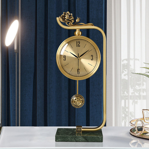 现代简约黄铜座钟客厅新中式创意装饰桌面台钟北欧轻奢艺术时钟表