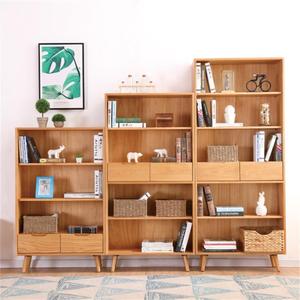 新良工家具北欧简约橡木实木书柜书架组合开放书房家具展示柜置物