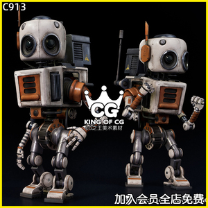 Robot Robbie 01  UE5虚幻4可爱小机器人物带17个动画动作角色