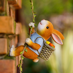 可爱小兔子壁挂户外庭院阳台民宿造景装饰花园艺盆挂攀爬树上吊件