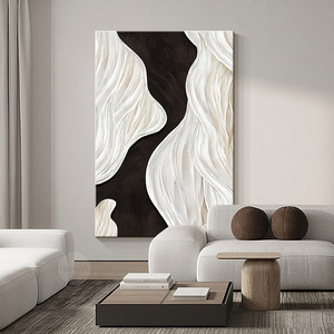 黑白抽象沙发背景墙装饰画极简客厅落地画立体砂岩肌理画玄关挂画