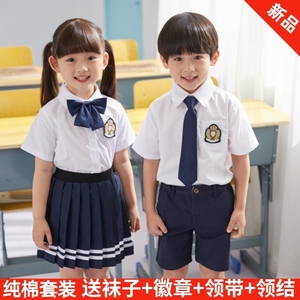 幼儿园园服夏天小学生校服儿童班服套装英伦风白衬衣毕业照合唱服