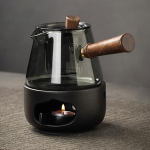 日式耐高温玻璃侧把壶器围炉煮茶温茶器温茶炉小火炉蜡烛底座保温