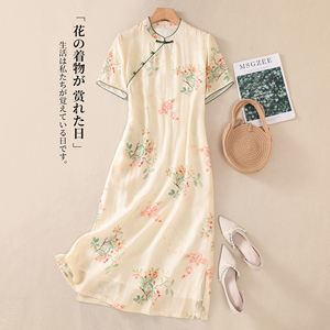 新中式改良旗袍连衣裙女夏季新款国风气质名媛高端十三行亚麻裙子
