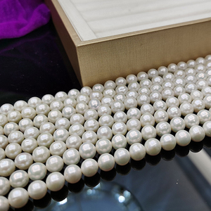 10-11mm正圆淡水珍珠项链半成品 大颗天然珍珠DIY纯手工白色散珠