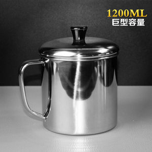 304不锈钢口杯 加大号 成人茶杯 超大容量茶缸带盖随手杯喝水杯子