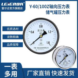 雷尔达 Y60Z轴向压力表Y100Z储气罐0-1.6MPa 空压机 气压油压水压