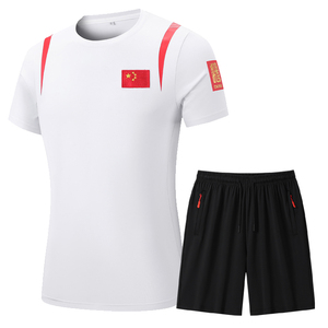 国家队半袖T恤运动套装男女速干跑步服中考体育训练团队服装定制