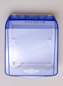 正泰86型开关插座防水盒防溅盒118型浴室透明开关罩蓝色