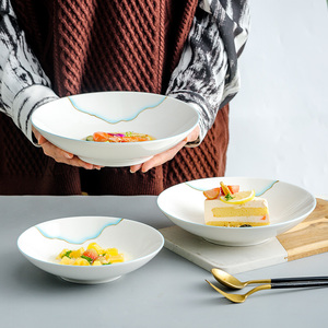 创意陶瓷装菜盆大号汤碗大深盘子家用圆碗饭碗实用餐具商用餐厅用