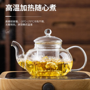 可加热玻璃茶壶耐高温加厚过滤泡茶壶家用功夫水果花茶壶茶具套装