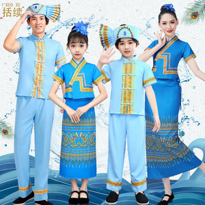 傣族少数民族服装儿童女云南西双版纳衣服男孩泼水节葫芦丝表演