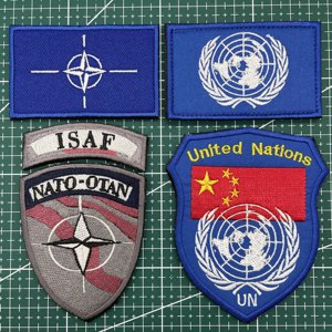 UN联合国魔术贴章北约联盟ISAF臂章军迷维和士气章NATO战术徽章贴