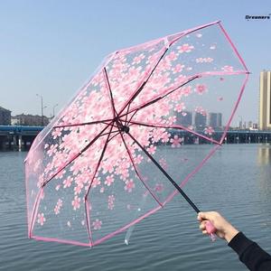 。雨伞透明折叠自动女生高颜值高质量便携女学生晴雨两用韩系好看