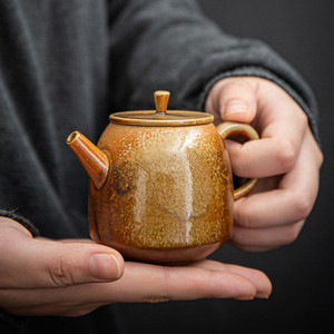 柴烧陶瓷泡茶壶茶水分离耐高温加厚茶具套装家用专用小型水壶单壶