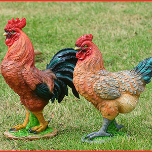 仿真公鸡摆件户外家居母鸡树脂模型装饰农家乐落地动物雕塑庭院