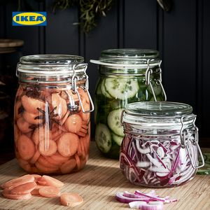 IKEA宜家考肯密封透明储物罐玻璃瓶密封罐食品级专用附盖罐储存罐