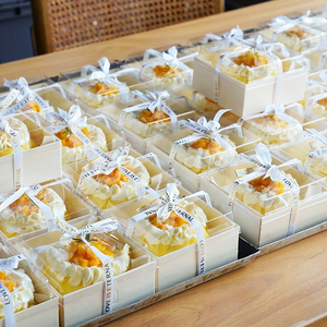 切块蛋糕打包盒栗子蛋糕盒三明治蛋糕卷肉松小贝盒方形木质包装盒