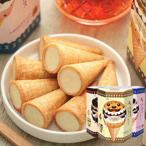 3盒装乔凡娜北海道大爆浆甜筒雪糕筒造型68g奶油夹心饼干儿童零食