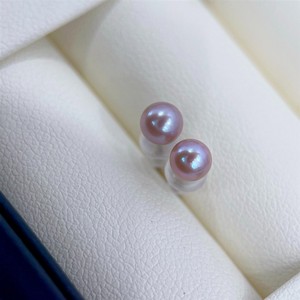 S925银淡水紫珠耳钉 4-5mm