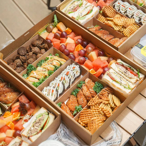 牛皮纸轻食户外露营野餐盒下午茶三明治便当打包外卖甜品蛋糕盒子